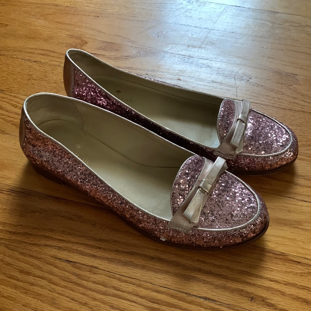 Kate Spade Cora pink glitter loafers